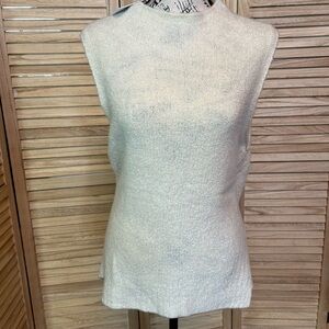 Milly Cashmere Cloud Ivory Sleeveless Sweater Vest